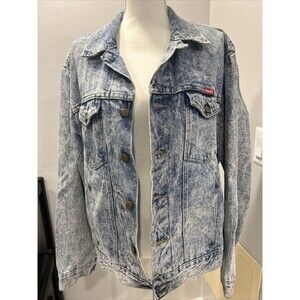 Wrangler Distressed Dirty Jean Denim Jacket Size Large Pockets Light Vintage